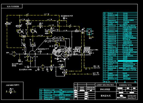 水冷式空压机电气原理图及系统流程图